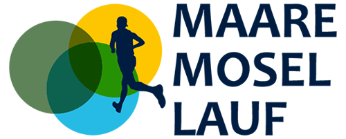 Logo des Maare-Mosel-Laufs mit laufender Figur vor drei farbigen Kreisen